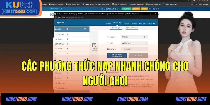 Các phương thức nạp nhanh chóng cho người chơi
